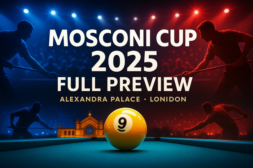 Mosconi Cup 2025 – Full Preview, Teams, Schedule & How to Watch Live 1 Mosconi Cup 2025 official promotional banner showing Team Europe and Team USA, event dates December 3–6 at Alexandra Palace London — full preview, teams, schedule, format, and how to watch live.”