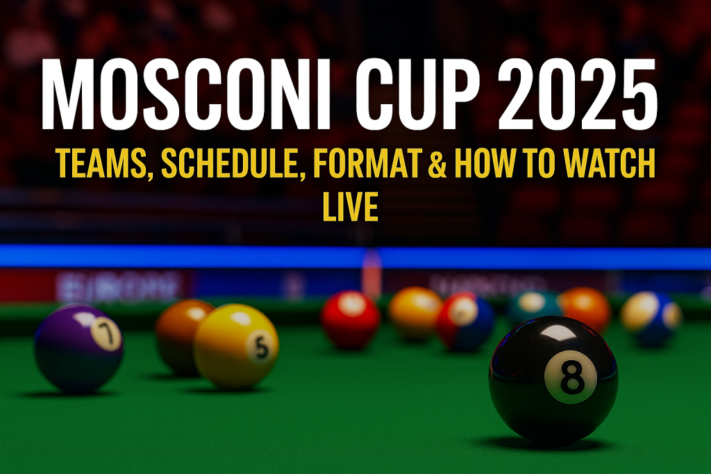 Mosconi Cup 2025 – Official Preview & Live Coverage Mosconi Cup 2025 featured banner showing Europe vs USA with event dates December 3–6 at Alexandra Palace, London, in a modern red-blue sports graphic.
