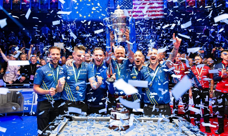 Europe celebrate victory at the Mosconi Cup 2025 after dominating the final against Team USA